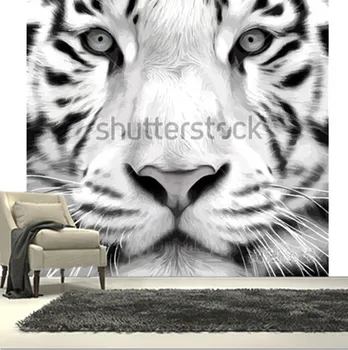 Custom 3D didelės freskos,Baltojo tigro galva papel de parede ,gyvenamasis kambarys su sofa-lova, TV wall miegamojo sienos popieriaus
