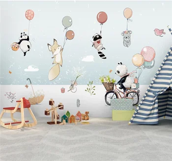 Individualizuotos fono paveikslėlį 8D atsparus vandeniui sienų medžiaga mielas animacinių filmų gyvūnų balionas vaikų kambario sienų