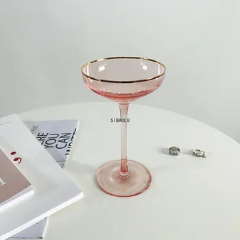 Ins Šiaurės Stiliaus, Net Raudono Saldaus Vyno Taurė Šampano Stiklo Ledo Vyno Stiklo Kokteilių Stiklinių Rožinė Kristalų Goblet