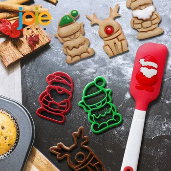 JOIE Noel Kalėdų Cookie Cutters Rinkinys, 3 Plastikiniai Sausainių Formų Meduoliai su imbiero priedais Slapukas Šablonai, Paspauskite 3D Tortas Įspaudas Kepimo Formą