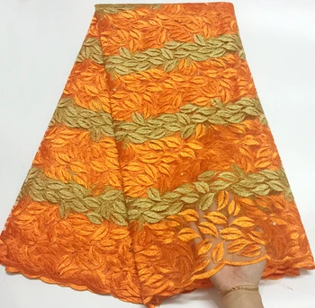Naujausios stiliaus Orange Afrikos ju nėrinių Audiniai Mados Afrikos prancūzų Tiulio, Nėrinių Audinys šalis suknelė