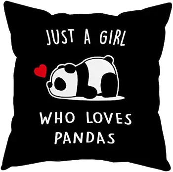 Tiesiog, Mergina, kuri Myli Panda Mesti Pagalvę Padengti, Panda Bear Dovanos Mergaitėms, Meilės Širdies Panda Pagalvės užvalkalą 18 x 18 Colių Panda