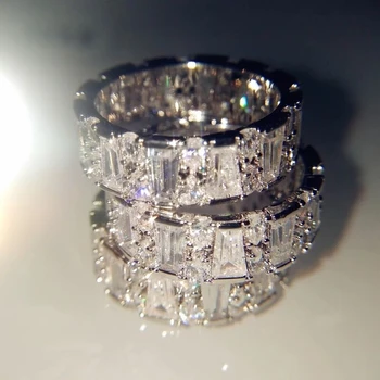 Unikalaus Dizaino žiedas 925 Sterlingas sidabro AAAAA Kubinių Zirconia Sužadėtuvių Vestuvių Juostoje Žiedai, moterų, vyrų, Šaliai, Papuošalai